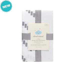 Cloud Island Crib Sheet 2 Pack Gray Chevron & Solid White Fitted Cotton NWT